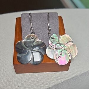 Abalone Five Petal Flower Earrings